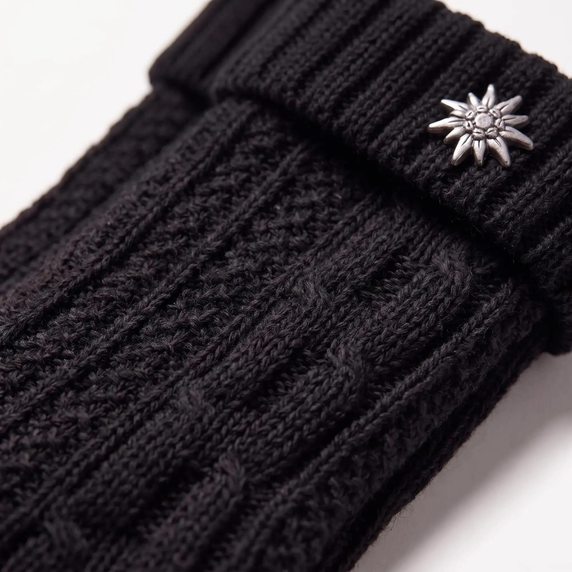 Damen Herren Trachtensocken Schoppersocken Zopfmuster Umschlagbund Edelweiß-Pin 5/8