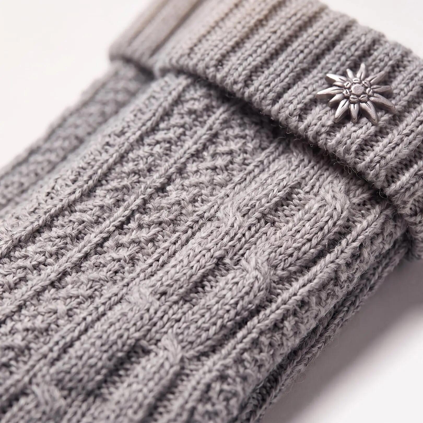 Damen Herren Trachtensocken Schoppersocken Zopfmuster Umschlagbund Edelweiß-Pin 4/8