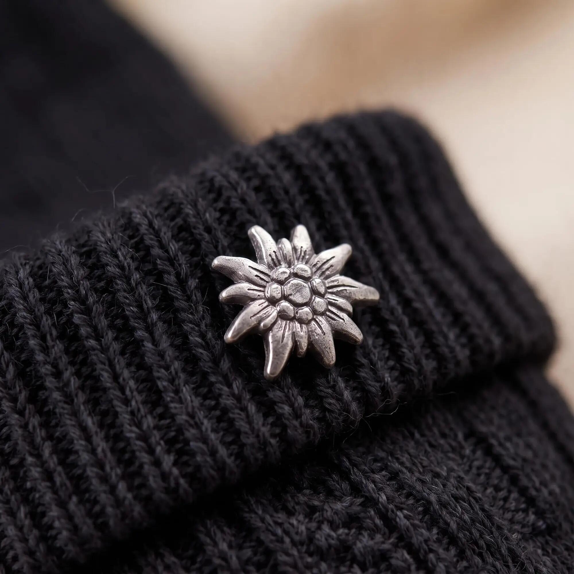 Damen Herren Trachtensocken Schoppersocken Zopfmuster Umschlagbund Edelweiß-Pin 4/8