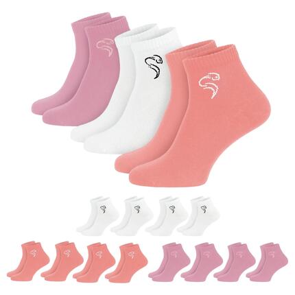 Damen Herren Sport Freizeit Quarter Sportsocken Baumwolle knöchelhoch 12 Paar