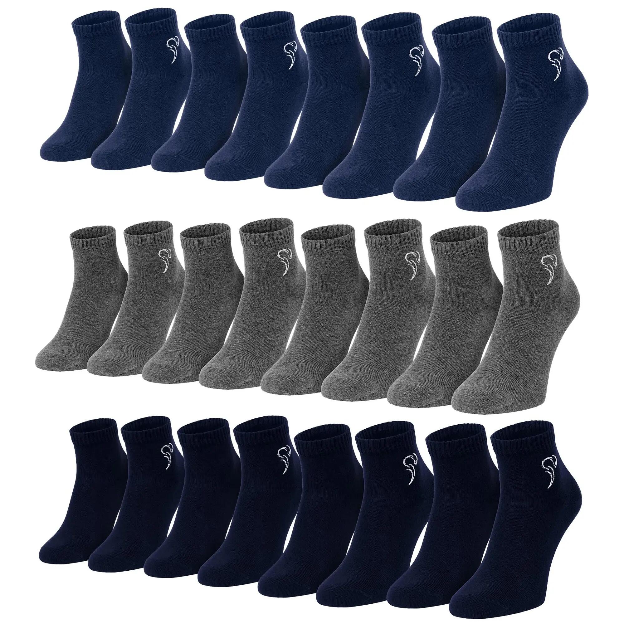 Damen Herren Freizeit Quarter Socken Baumwolle knöchelhoch 12er Pack Casual 3/15