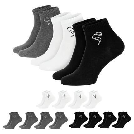 Damen Herren Sport Freizeit Quarter Sportsocken Baumwolle knöchelhoch 12 Paar