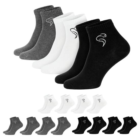 Damen Herren Sport Freizeit Quarter Sportsocken Baumwolle knöchelhoch 12 Paar