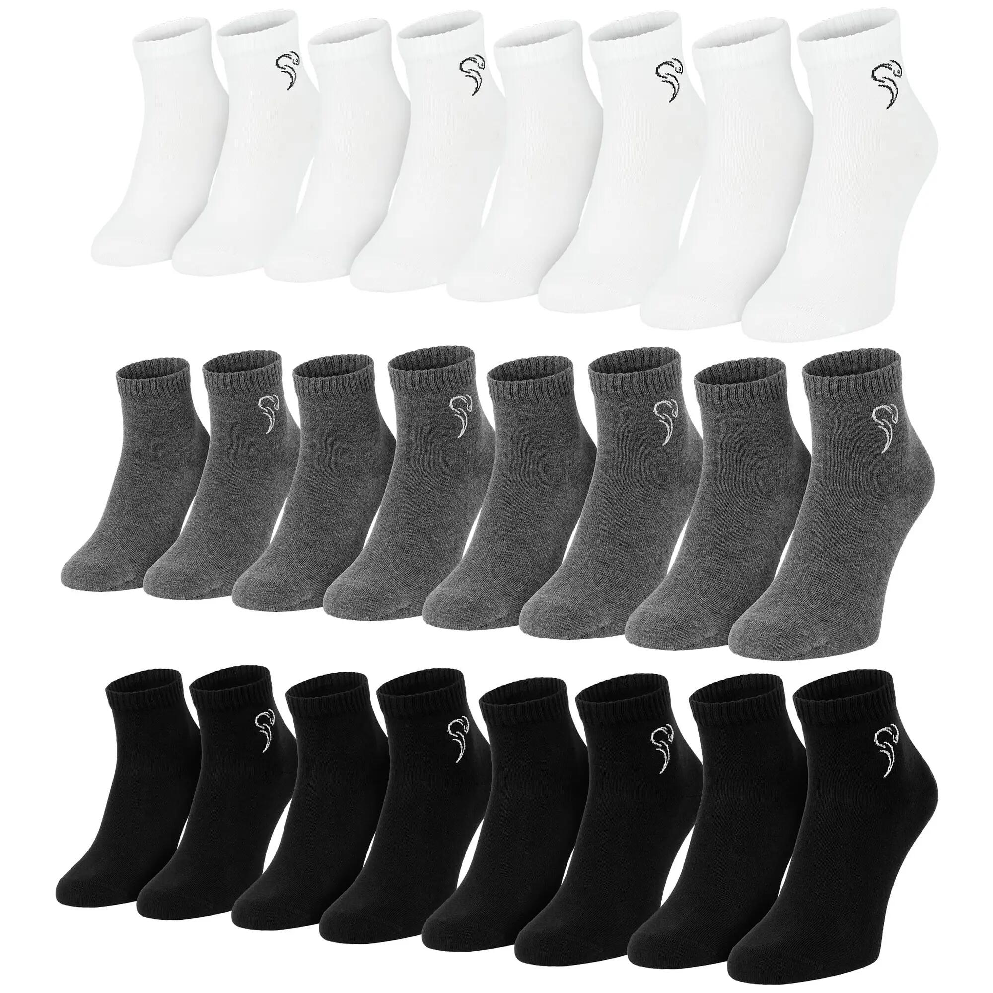 Damen Herren Sport Freizeit Quarter Sportsocken Baumwolle knöchelhoch 12 Paar 3/15