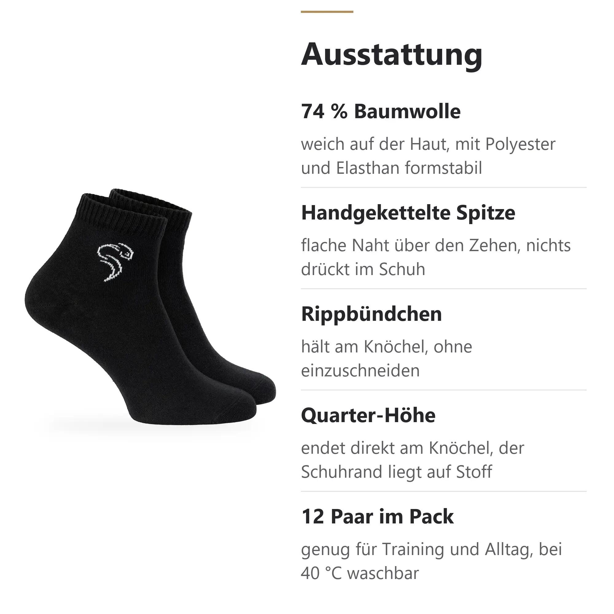 Damen Herren Freizeit Quarter Socken Baumwolle knöchelhoch 12er Pack Casual 4/15