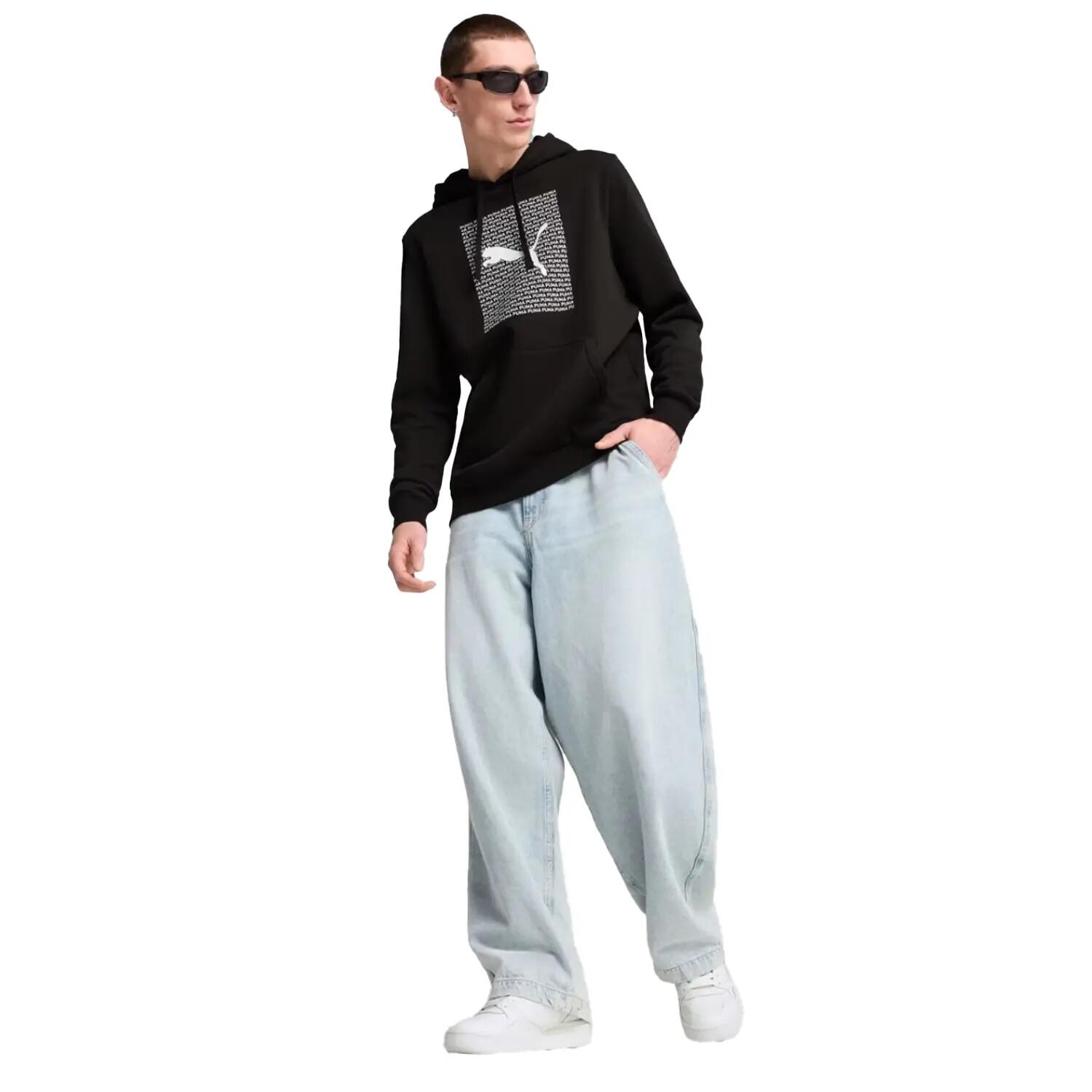 Heren Essentials Logo Hoodie (Zwart) 4/5