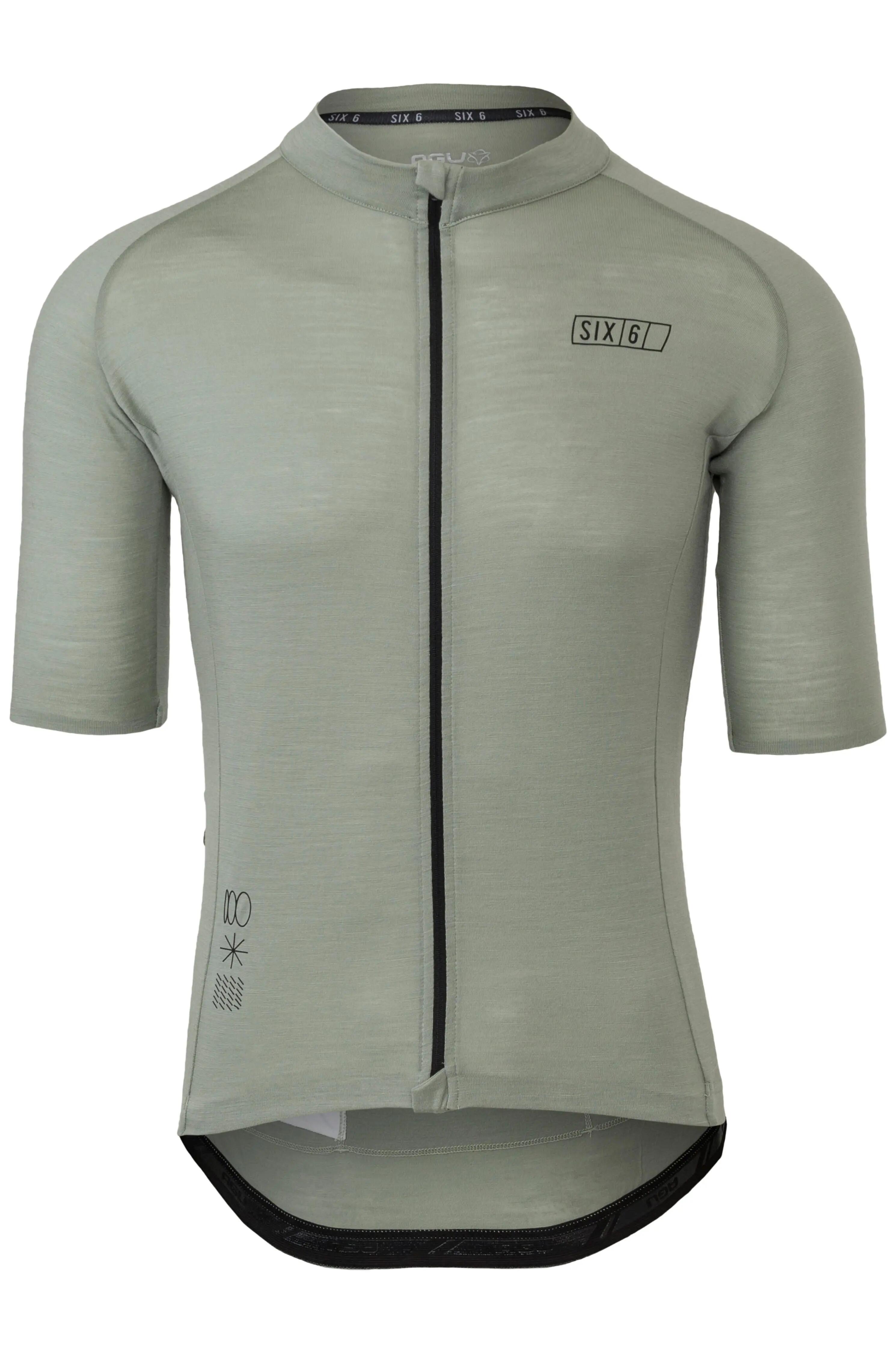 Heren Wielershirt Korte Mouwen Merino Wol SIX6 Groen 1/7