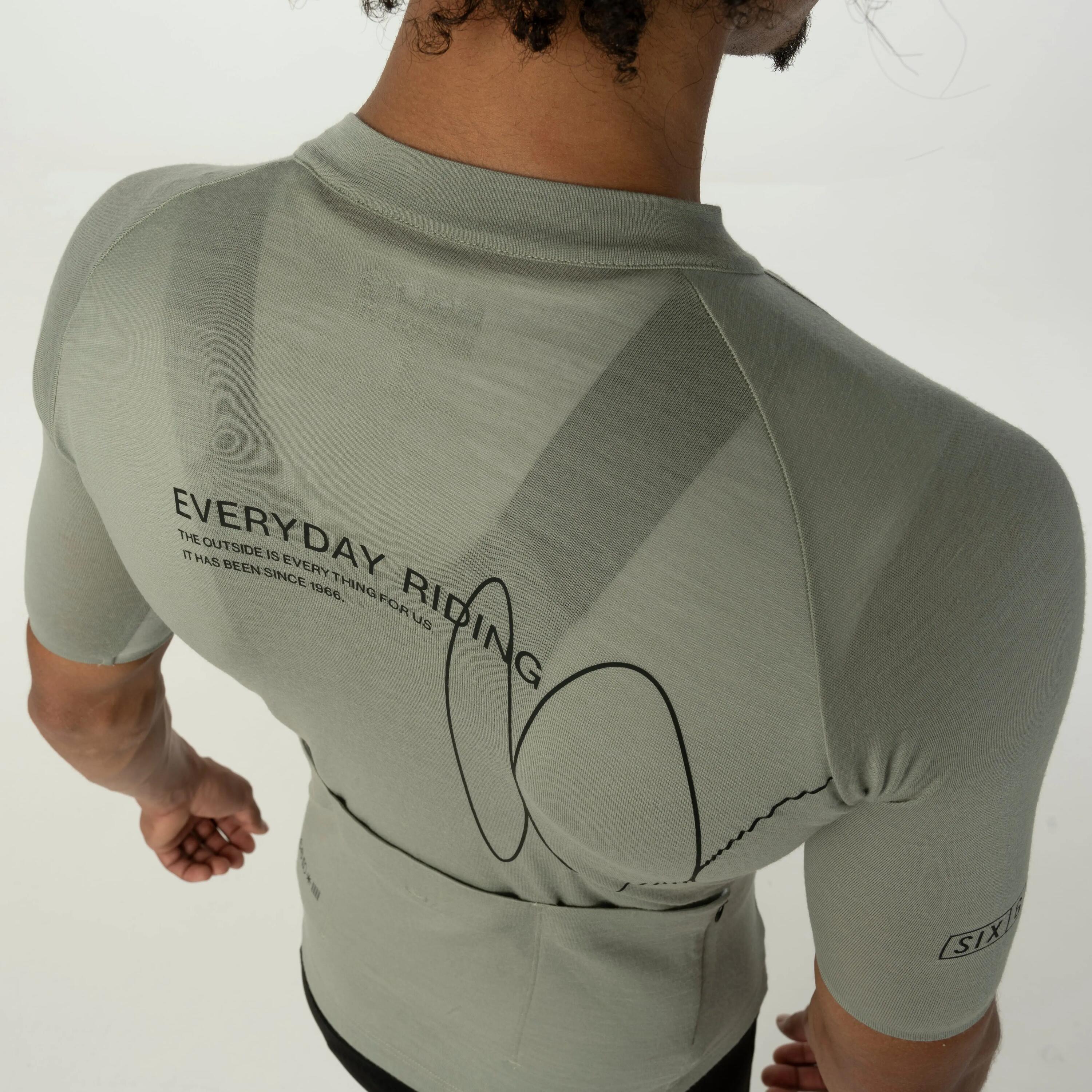 Heren Wielershirt Korte Mouwen Merino Wol SIX6 Groen 6/7