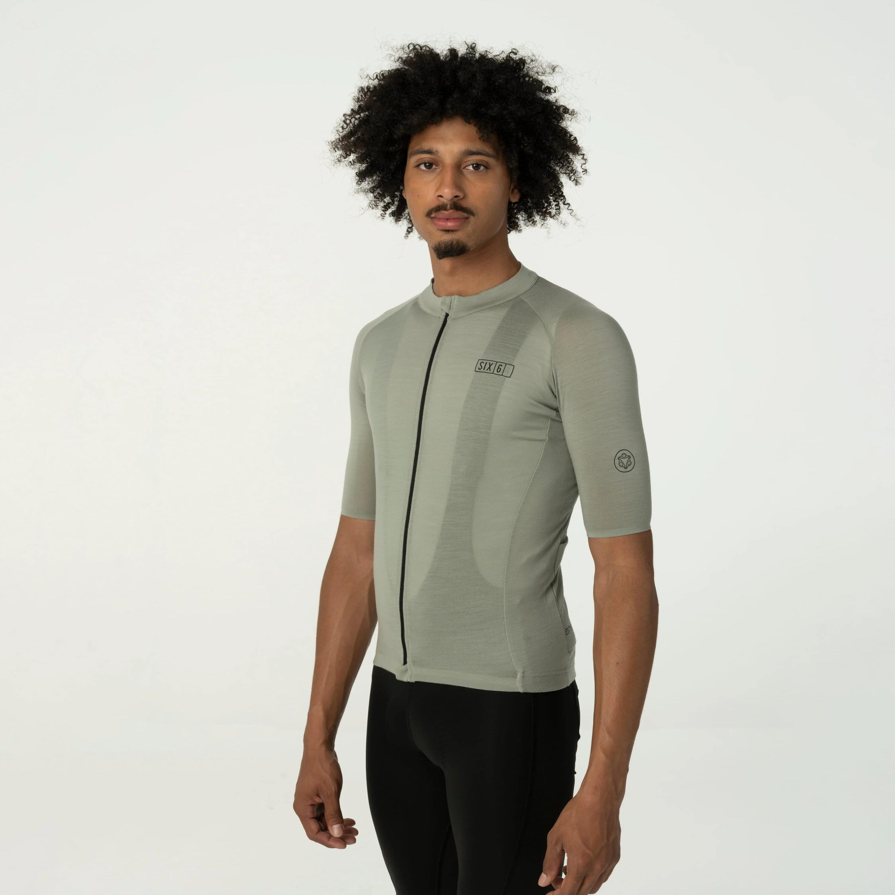 Heren Wielershirt Korte Mouwen Merino Wol SIX6 Groen 2/7