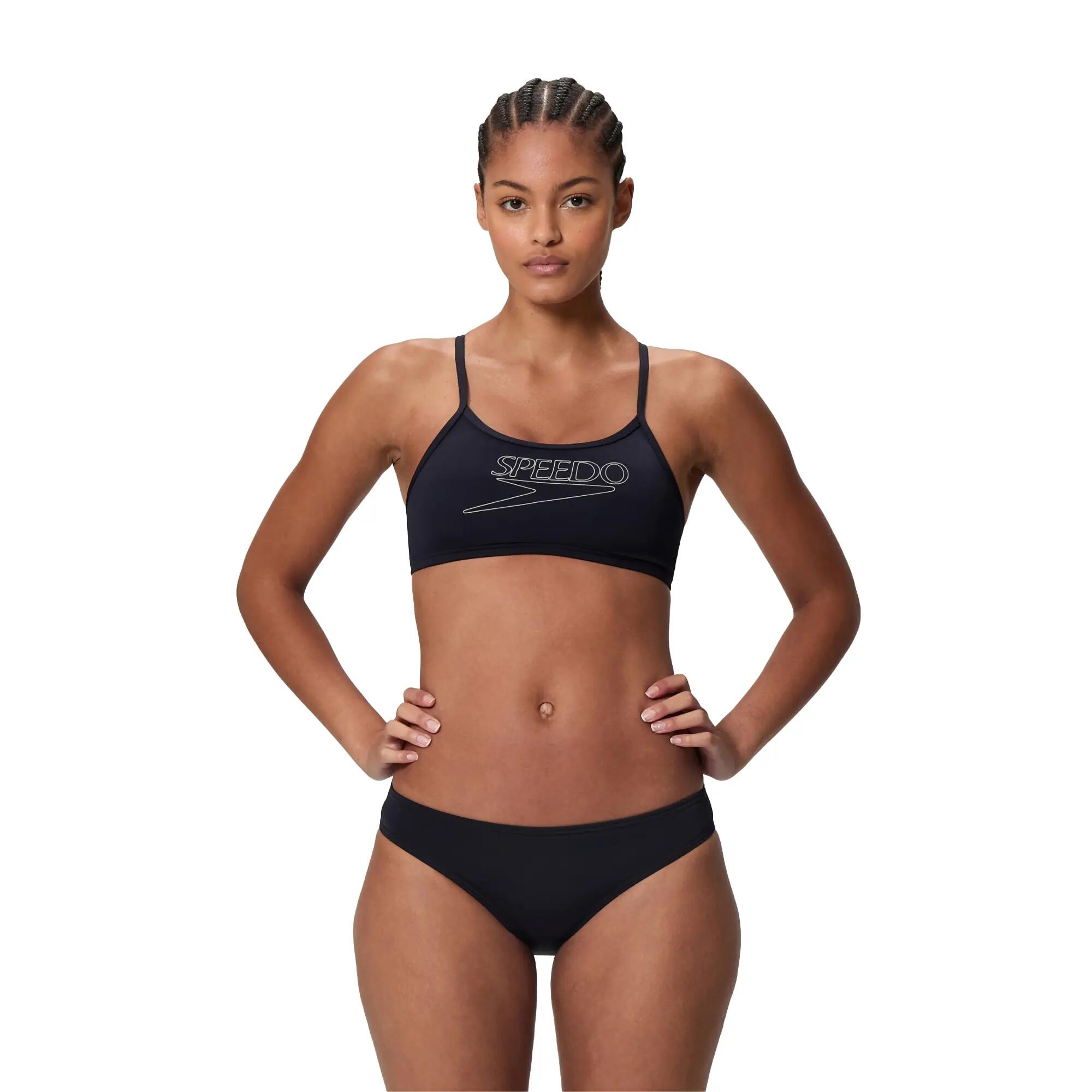 Speedo Dames Bikini Endurance+ Logo Thin Strap Zwart/Wit 4/5