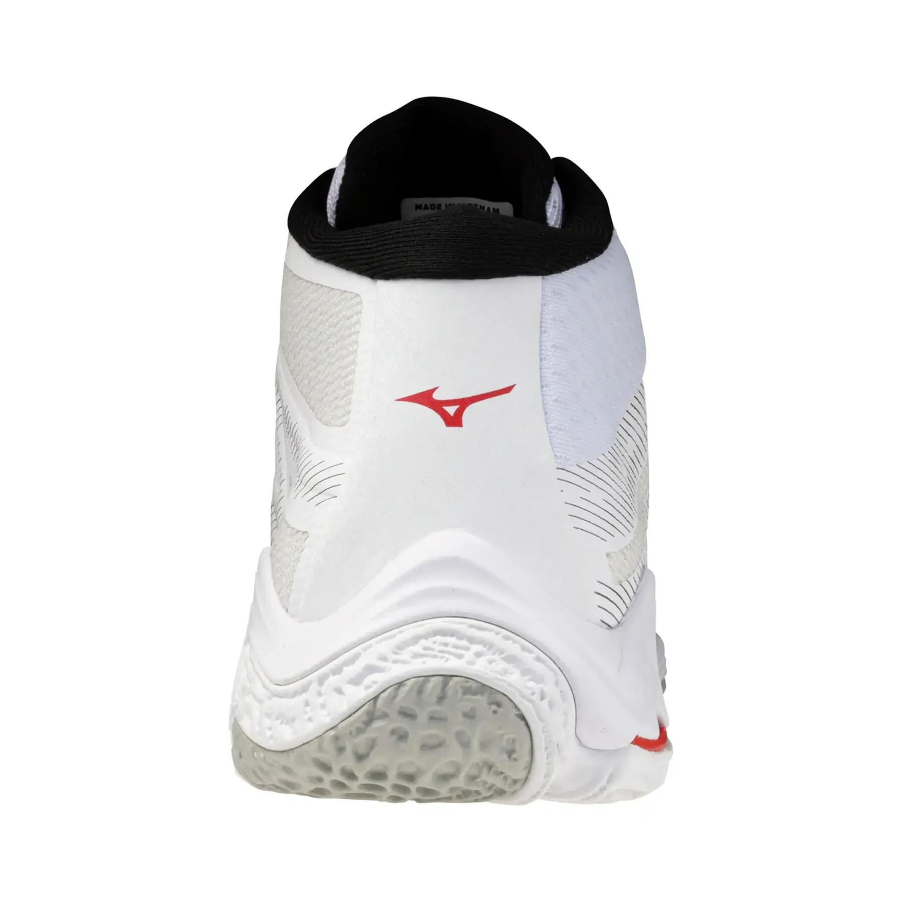 Chaussures de volleyball Mizuno Wave Lightning Elite MID Blanc/Rouge 4/5