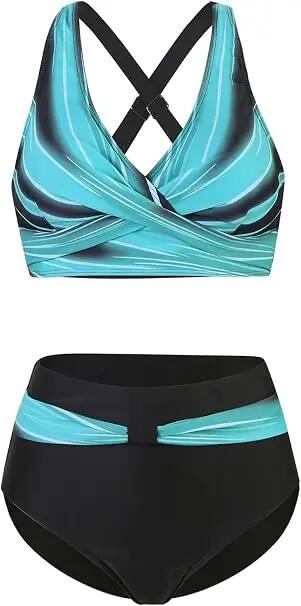 Maillot de Bain Deux Pièces pour Femme Taille Haute Imprimé Bikini,XL 3/5