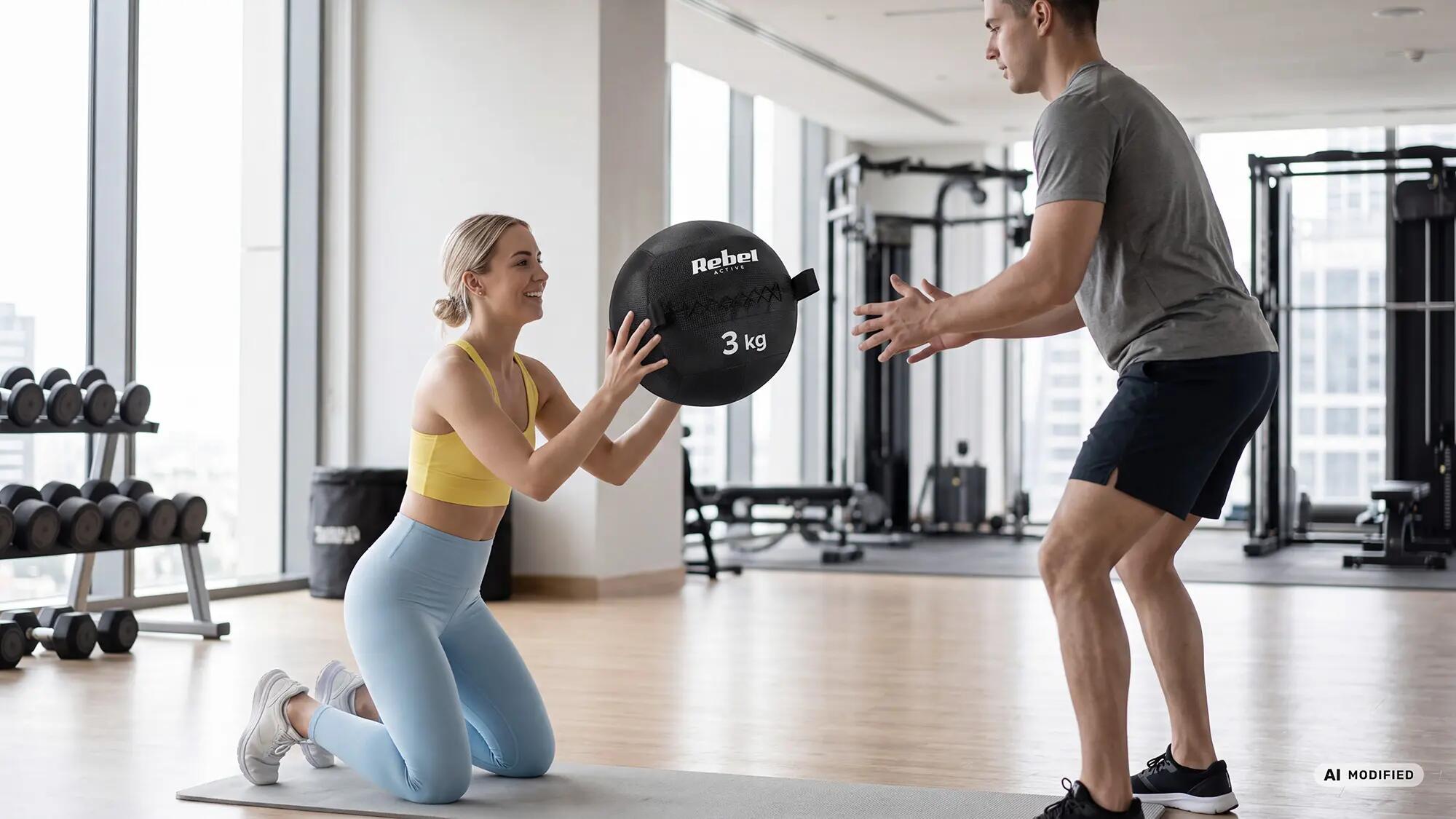 Piłka lekarska do ćwiczeń fitness rehabilitacyjna 2kg Rebel 6/6