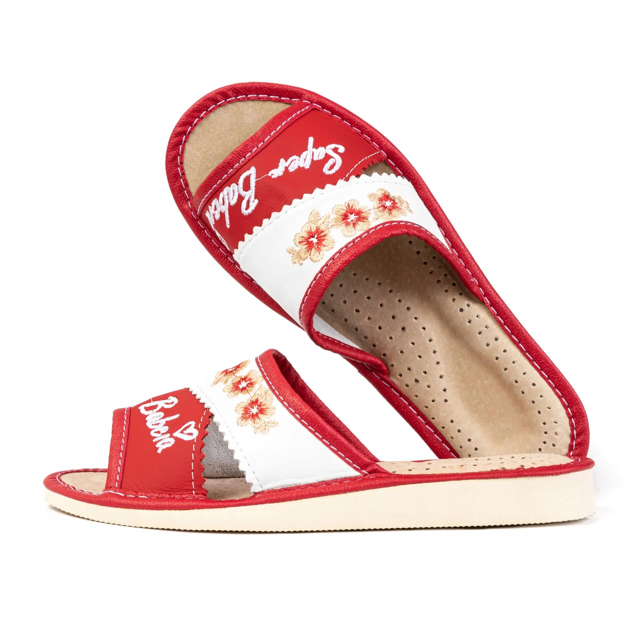 Zapatillas de Piel Super Abuela Rojas Bordado Artesanal Regalo Mujer 38 5/5
