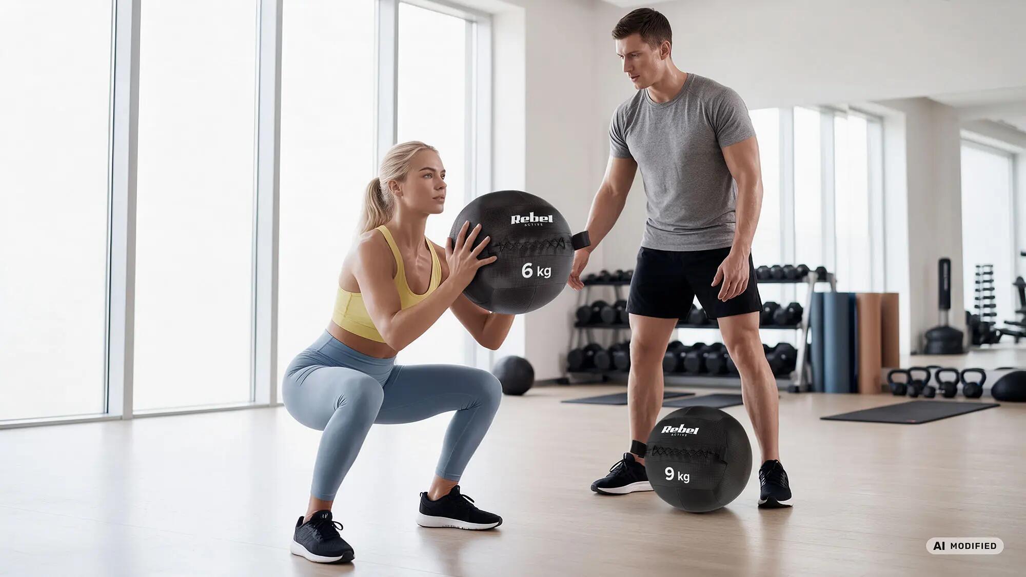 Piłka lekarska do ćwiczeń fitness rehabilitacyjna 2kg Rebel 5/6