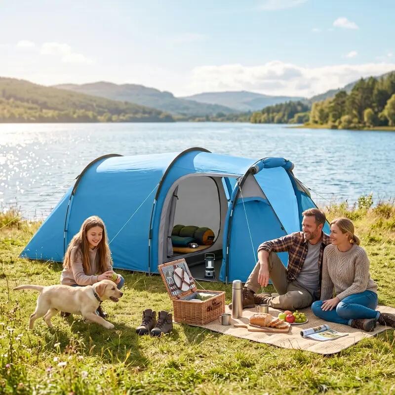 Tente - Camping - 2 personnes - Pop-up avec vestibule - Bleu clair 4/4