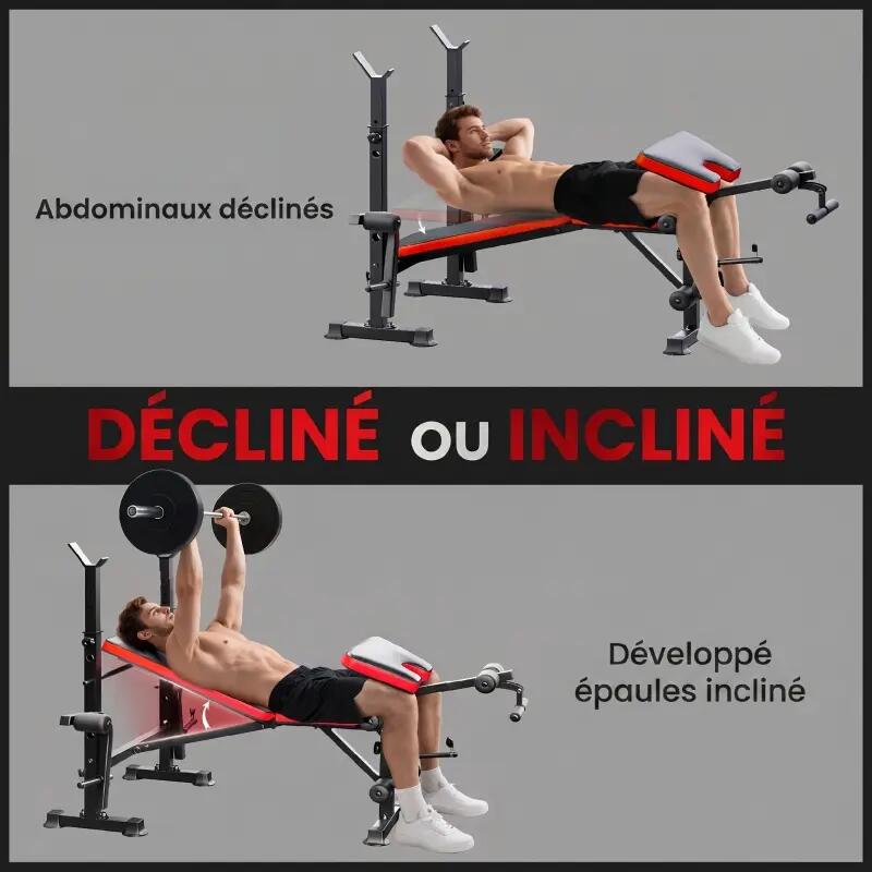 Banc musculation complet haltères dossier ajustable 175x139x127 cm noir 4/6