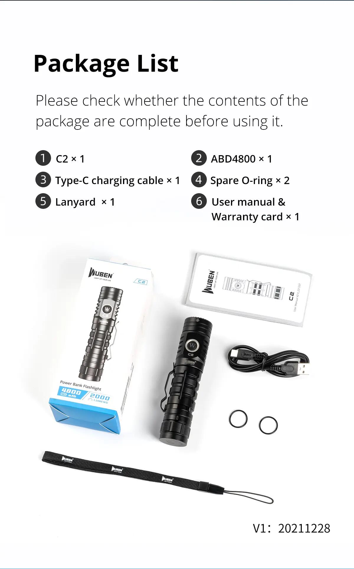 WUBEN C2 LED-Taschenlampe 2000 Lumen, Powerbank, USB-C, IP68 8/8