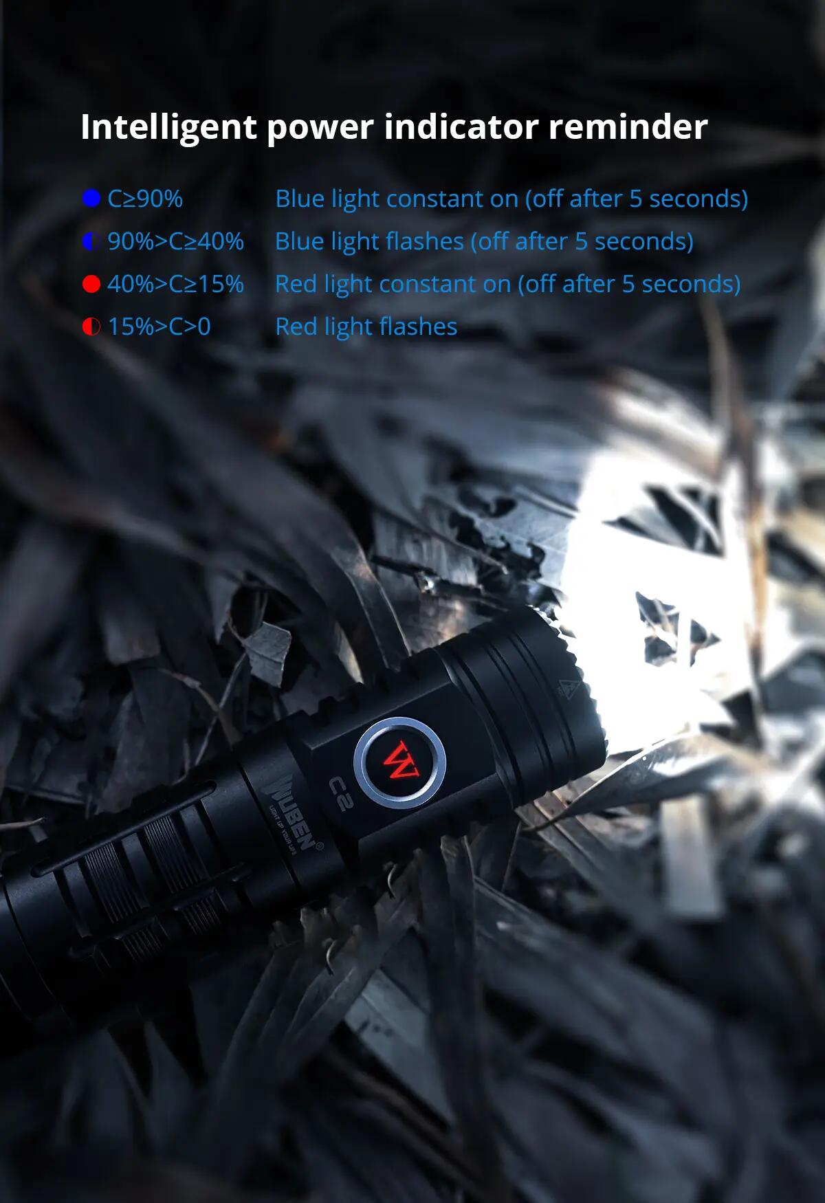WUBEN C2 LED-Taschenlampe 2000 Lumen, Powerbank, USB-C, IP68 5/8