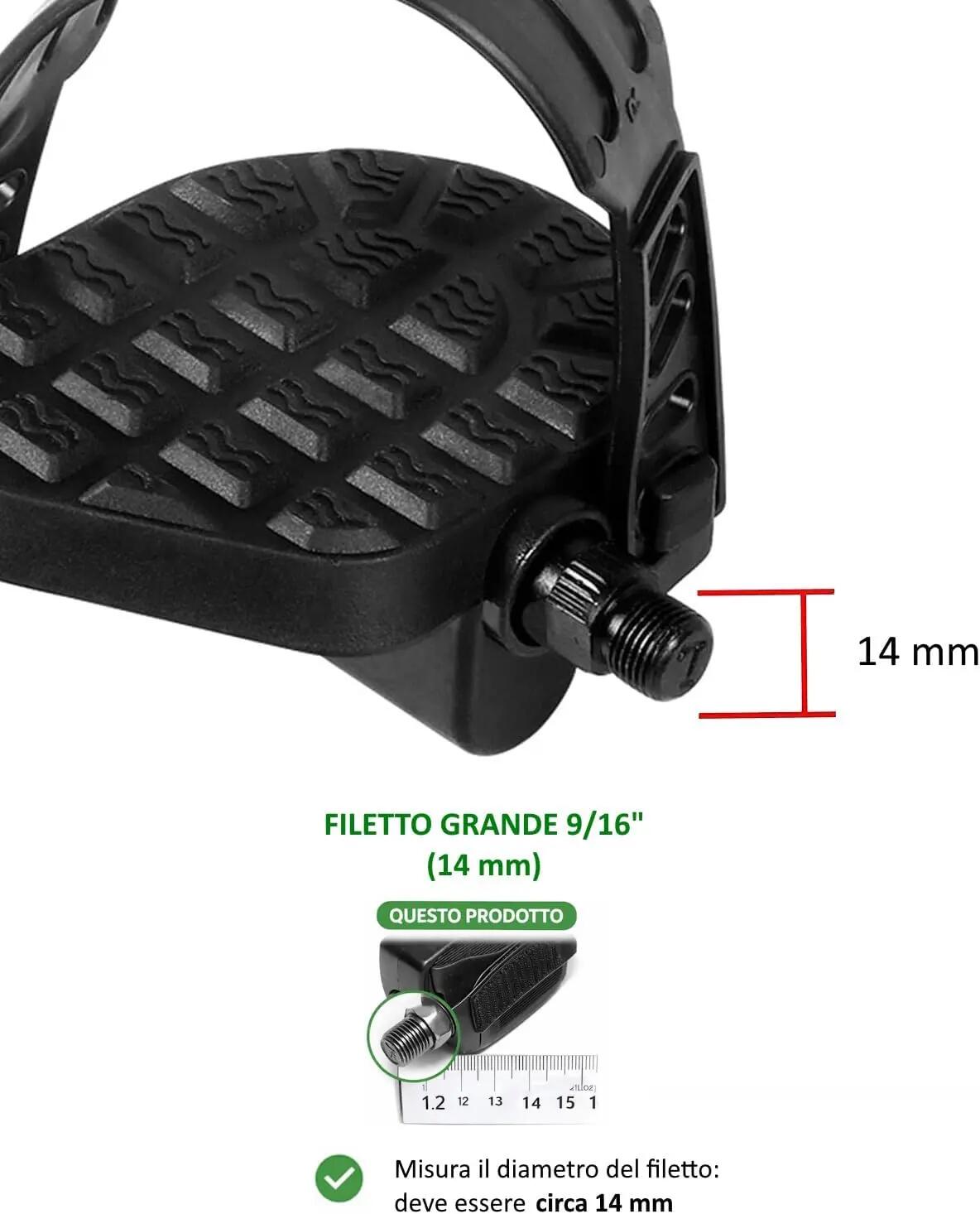 Pédales Vélo d'Appartement 9/16" 14mm Écrou Sangles Réglables Paire FF 2/5