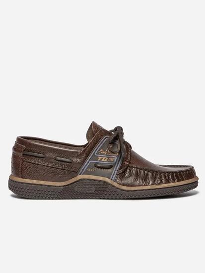 Chaussures bateau - Homme - Lacets - GLOBEK - Brun/Azur