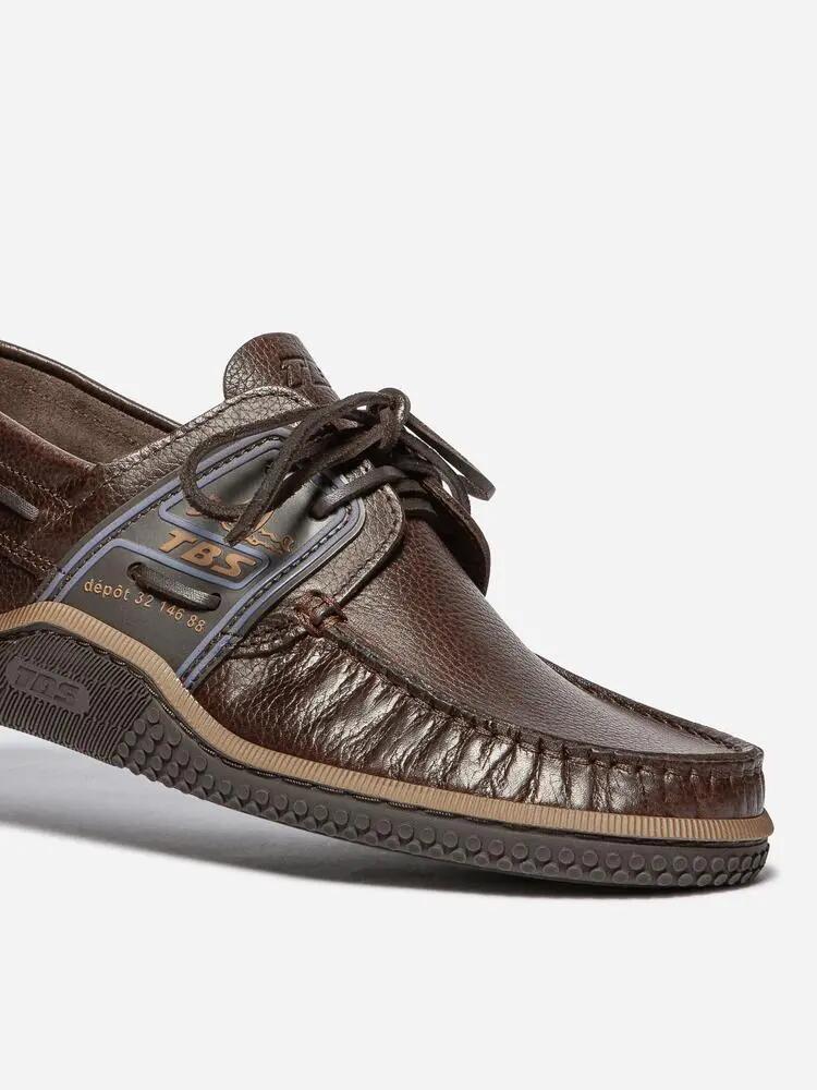 Chaussures - Nautisme - Homme - Cuir, lacets cuir - GLOBEK - Marron/Azur 2/4