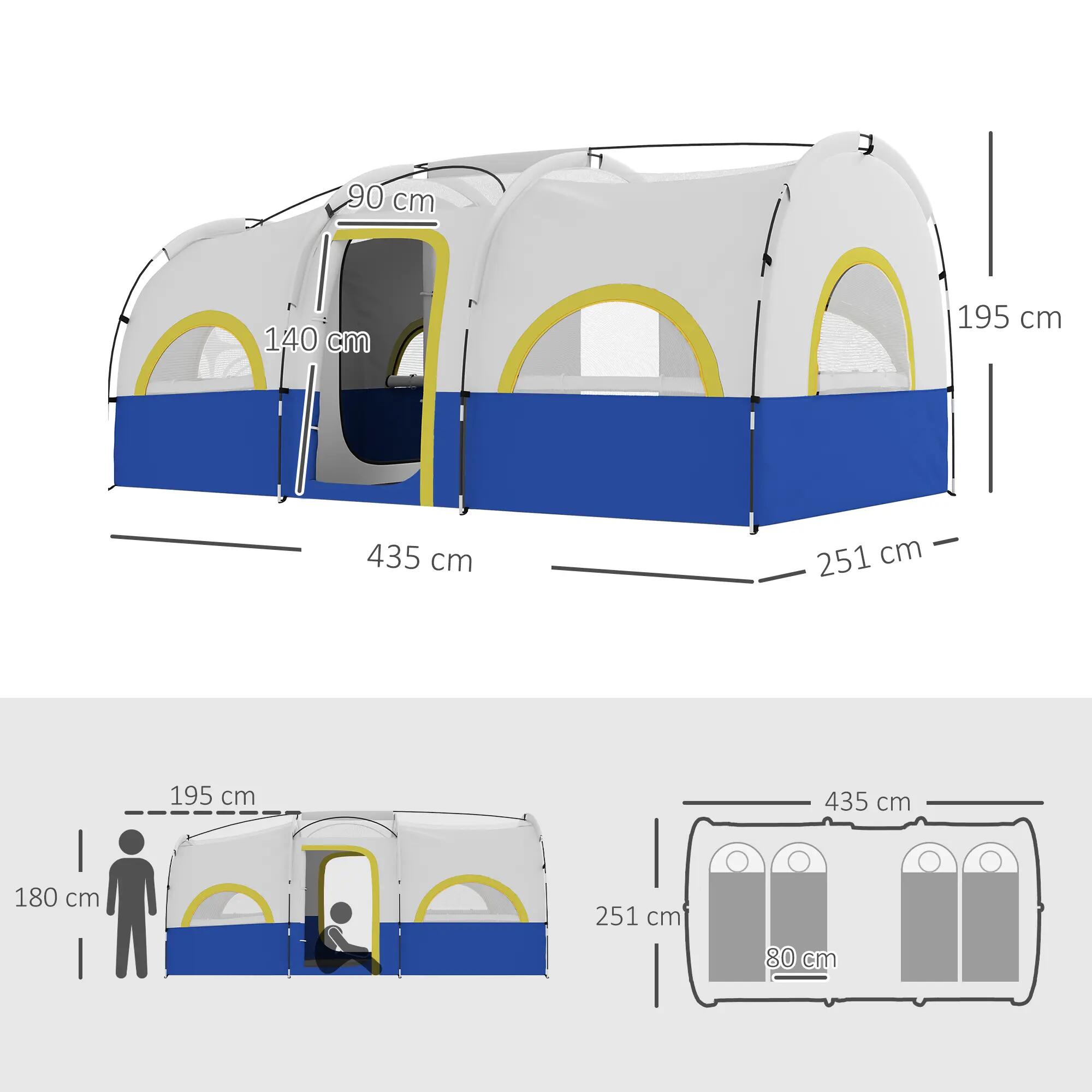 Tente familiale 4 personnes imperméable chambres séparées 435x251x195 cm 5/6