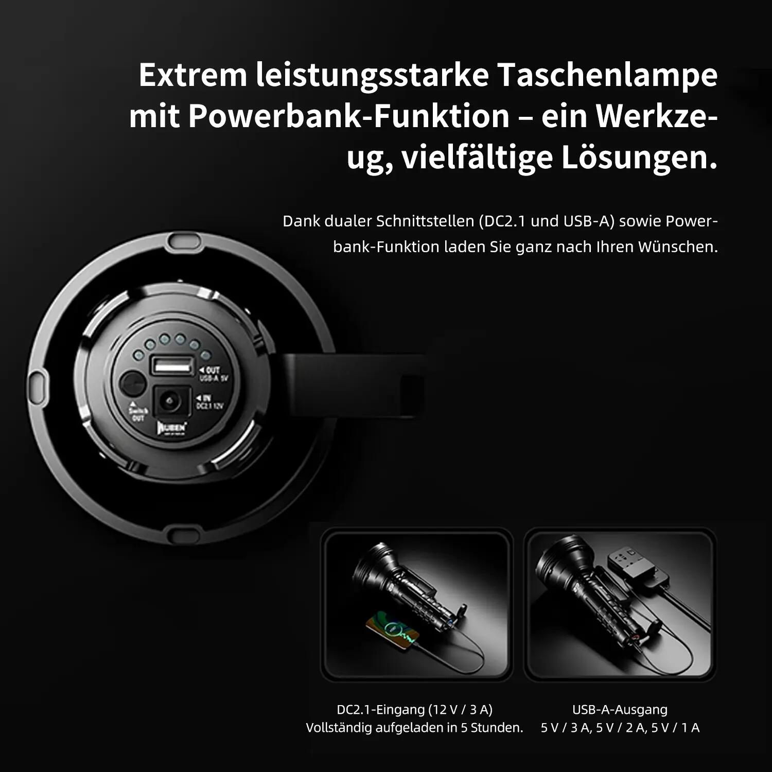 WUBEN A1 LED-Taschenlampe 20000 Lumen, 2000 m, IP68 6/14