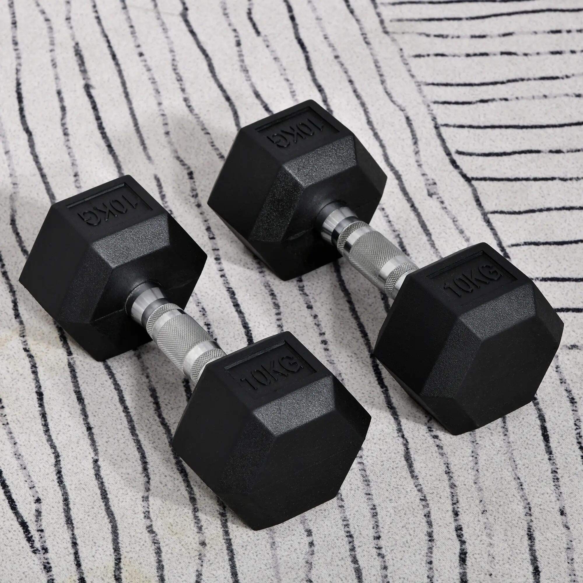 Haltere Hexagonal Crosstraining/Musculação 2 x 10 kg HOMCOM 2/7