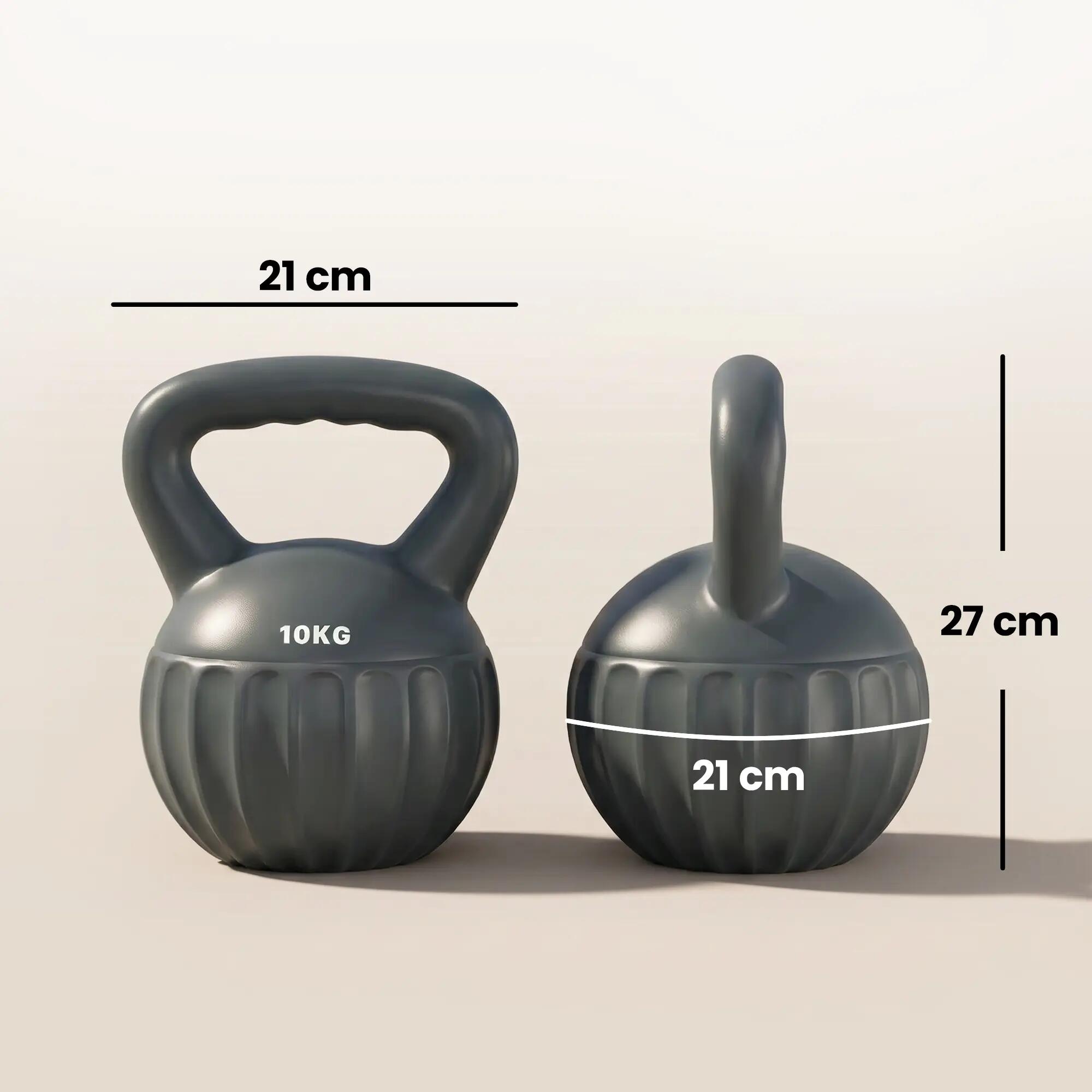 Kettlebell 10 Kg - prise ergonomique - PP gris 3/5