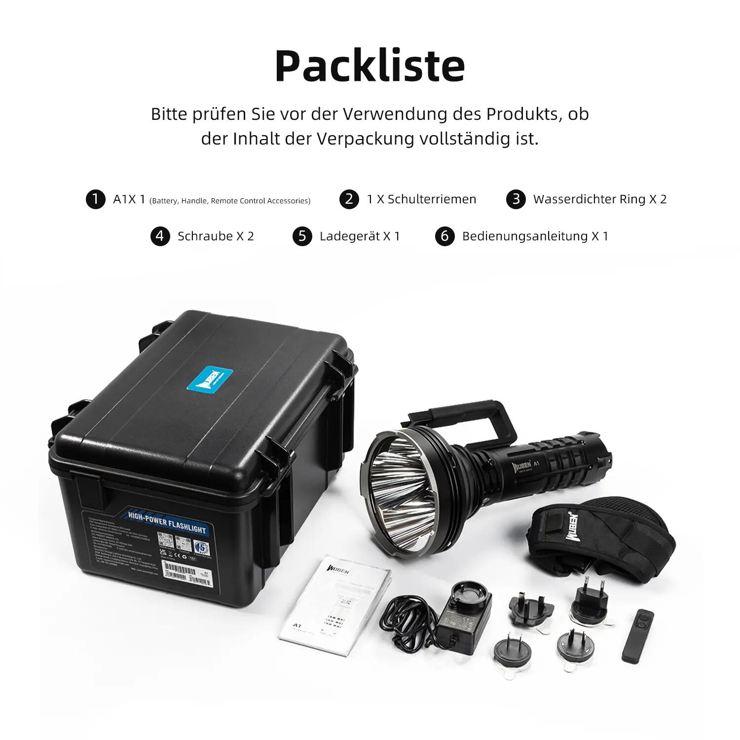 WUBEN A1 LED-Taschenlampe 20000 Lumen, 2000 m, IP68 14/14