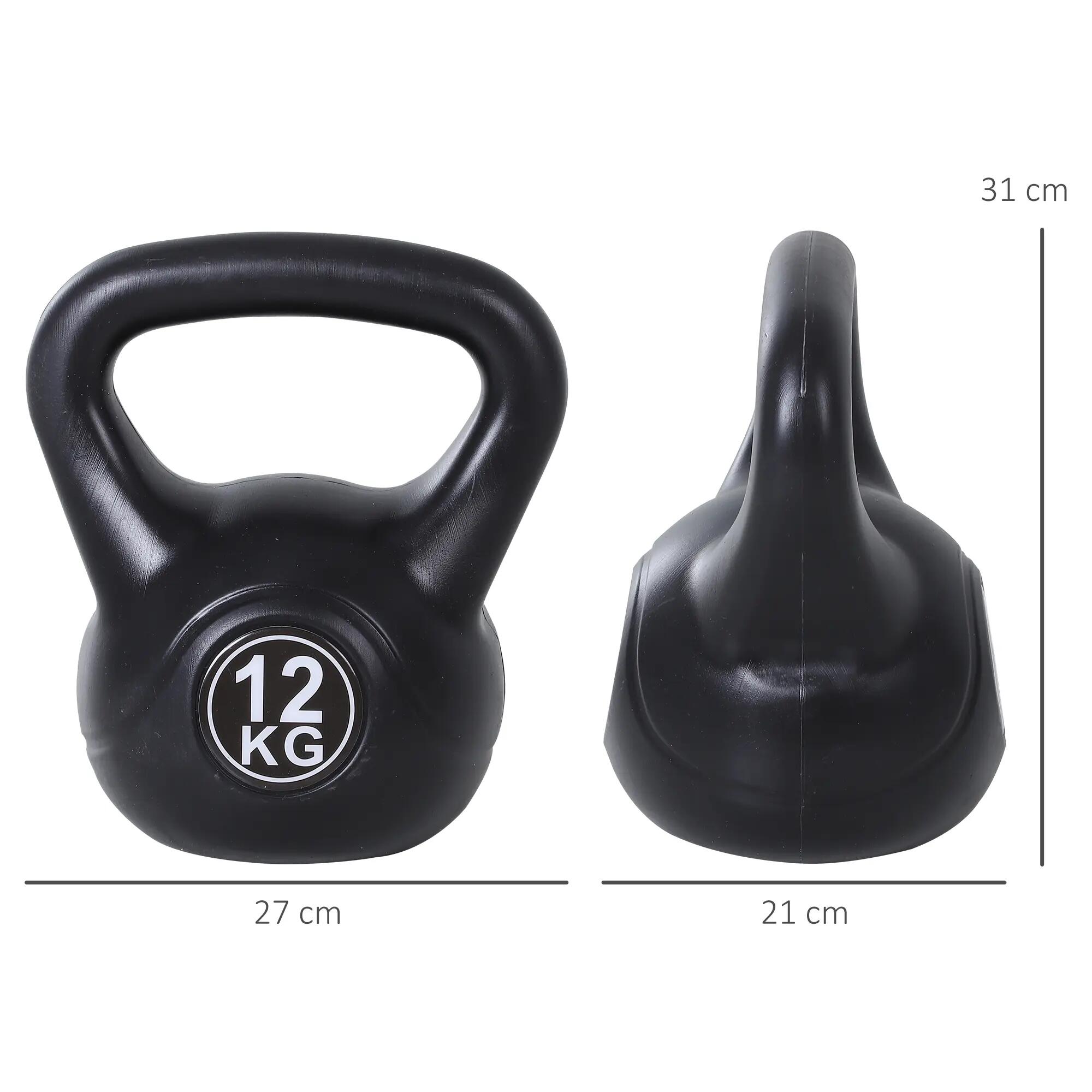 Kettlebell 12 Kg - haltère boule - poignée ergonomique - PVC noir 3/5