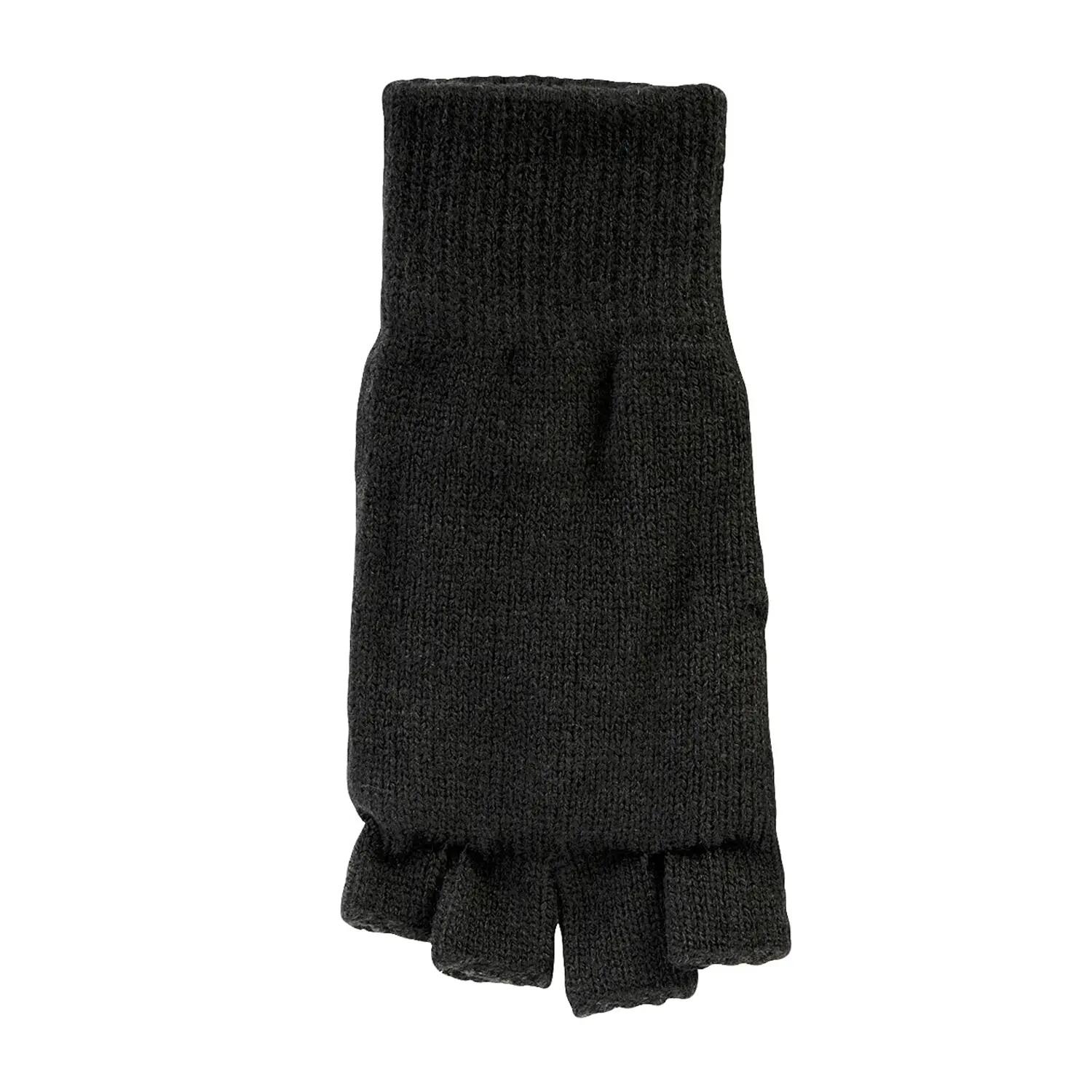 Mens Thinsulate Plain Fingerless Gloves (Black) 2/3