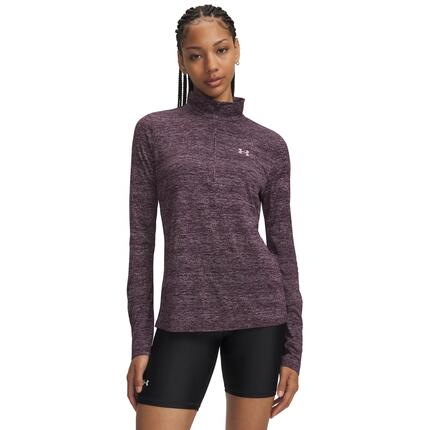 Tech" Oberteil für , mit halbem Reißverschluss Damen Pink/Weiß