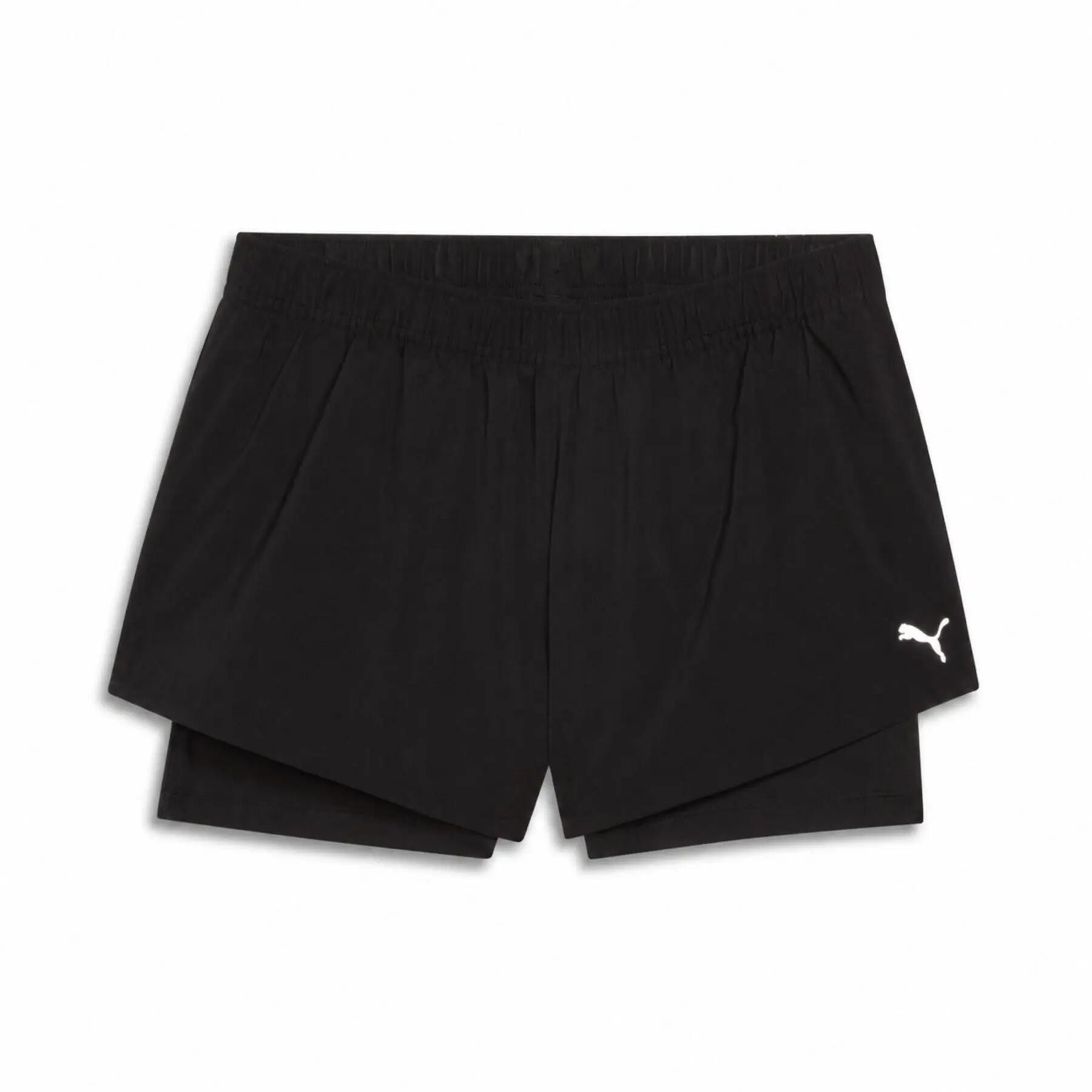 Calções de corrida femininos Puma WOVEN 2 em 1 1/5