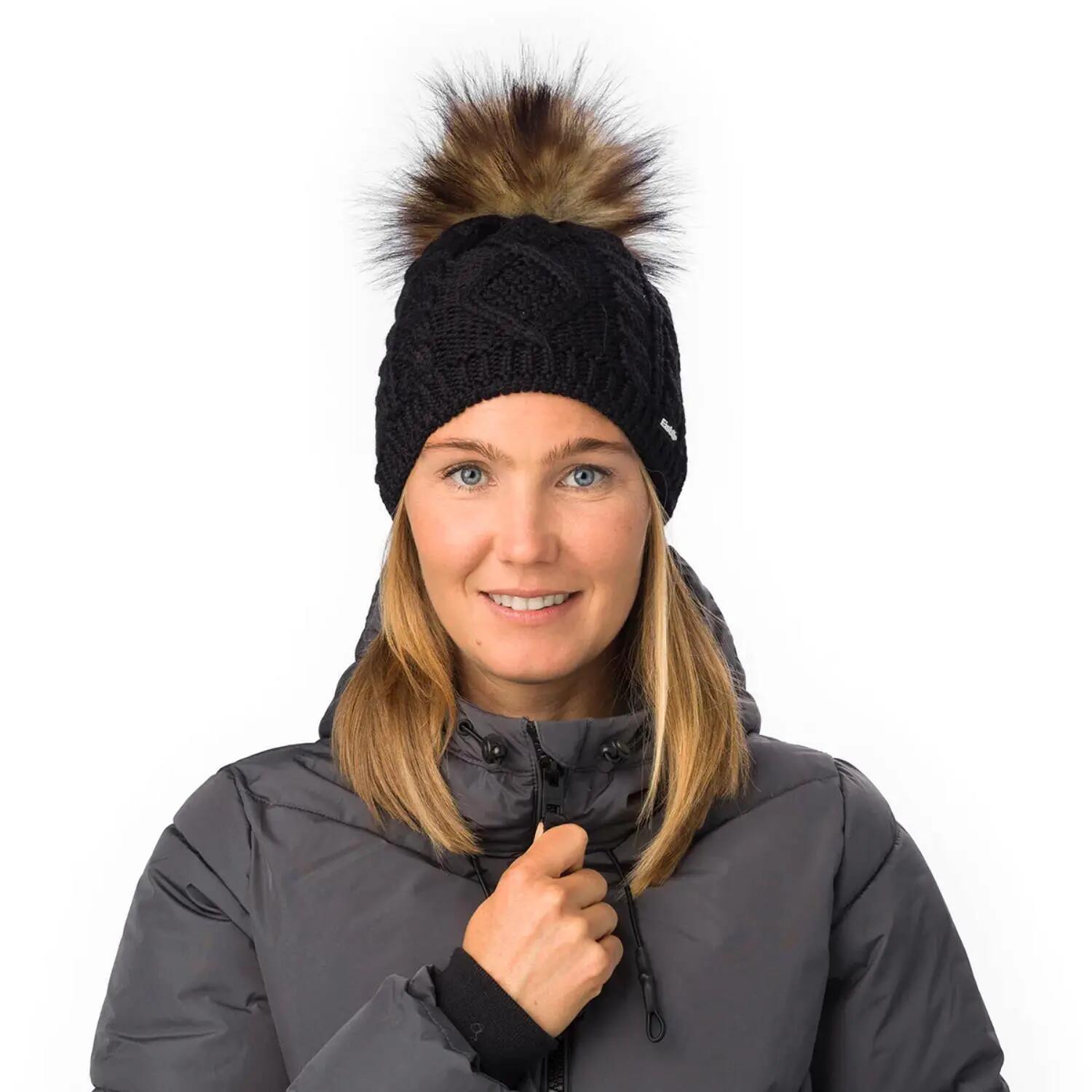 Bonnet Neila Lux à pompon femme bonnet d'hiver polaire chaud Merino 5/5