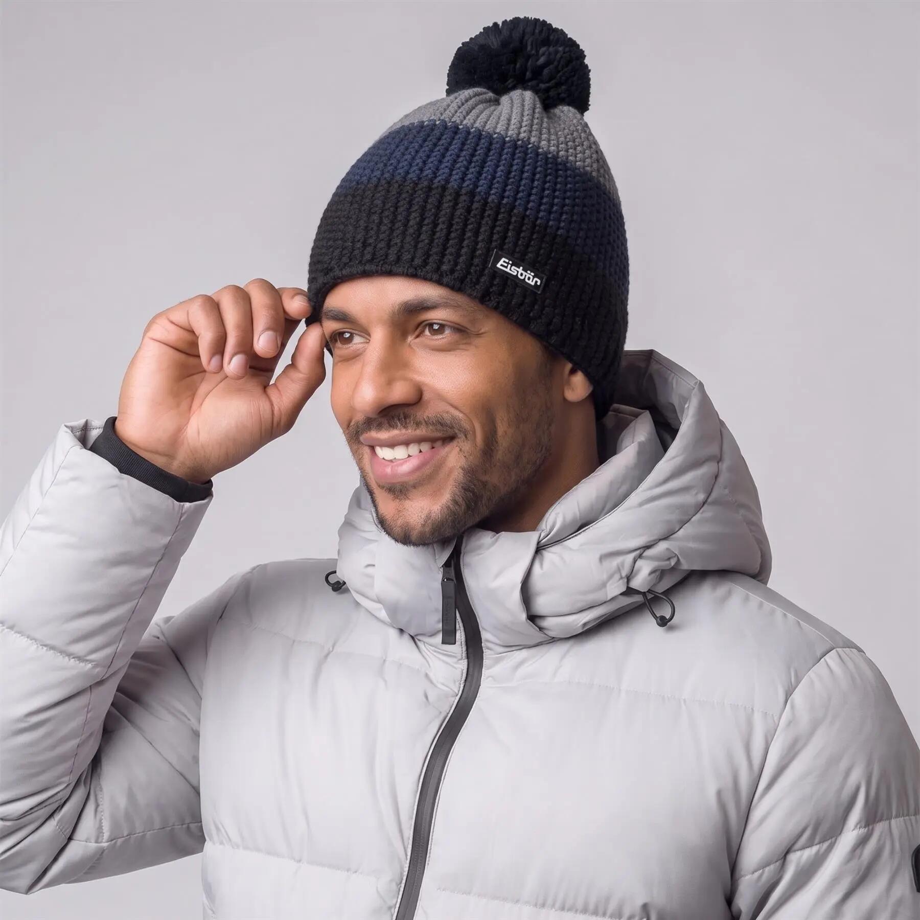 Eisbär Star Pompon MÜ Bommelmütze für Herren und Damen aus 50% Merinowolle 8/8