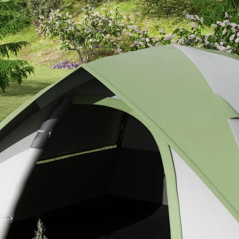 Tente dôme 2 personnes légère imperméable porte fenêtre sac transport gris vert 5/5