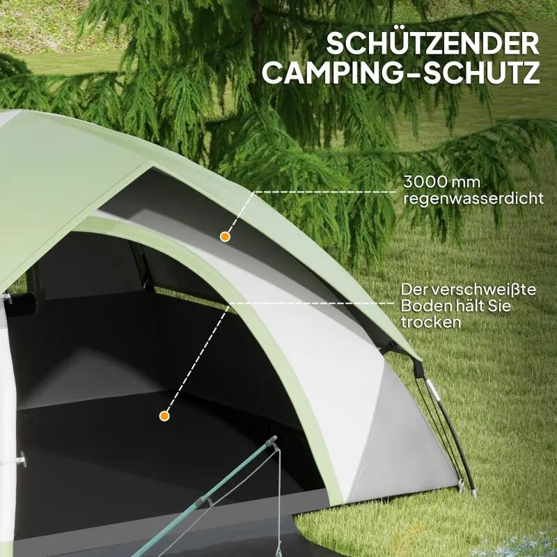 Tente dôme 2 personnes légère imperméable porte fenêtre sac transport gris vert 2/5