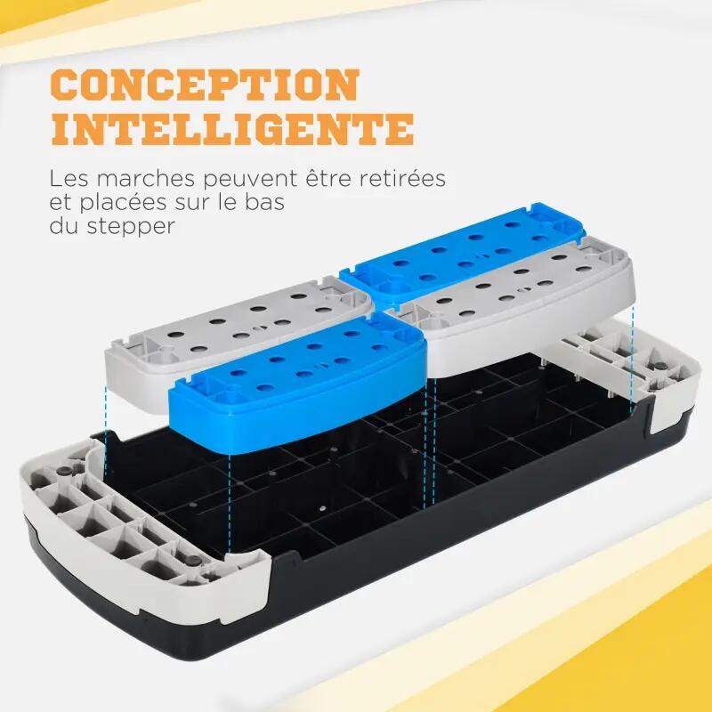 Stepper aérobic hauteur ajustable 10 15 20 antidérapant 80x31x20 cm noir bleu 4/6