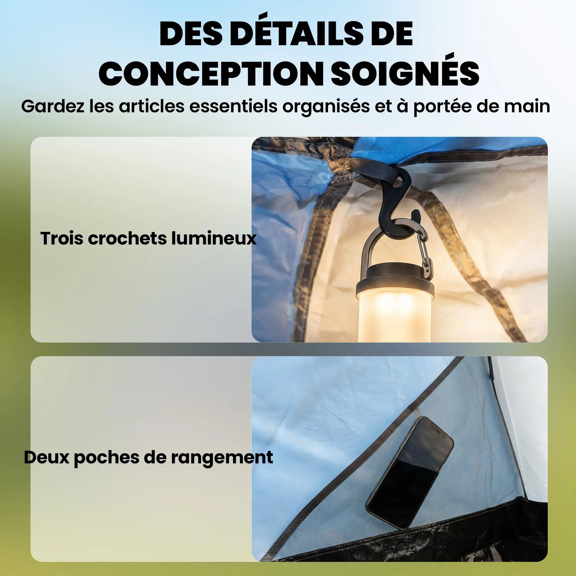 Tente tunnel 4-5 personnes 2 chambres séjour 12 couchages double couche bleue 6/6