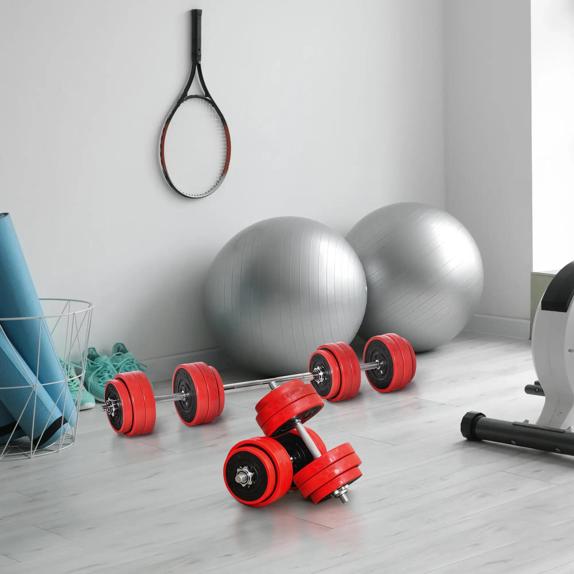 Conjunto de Halteres 30 kg Ajustáveis 4 em 1 Treino de Força Musculação 2/7