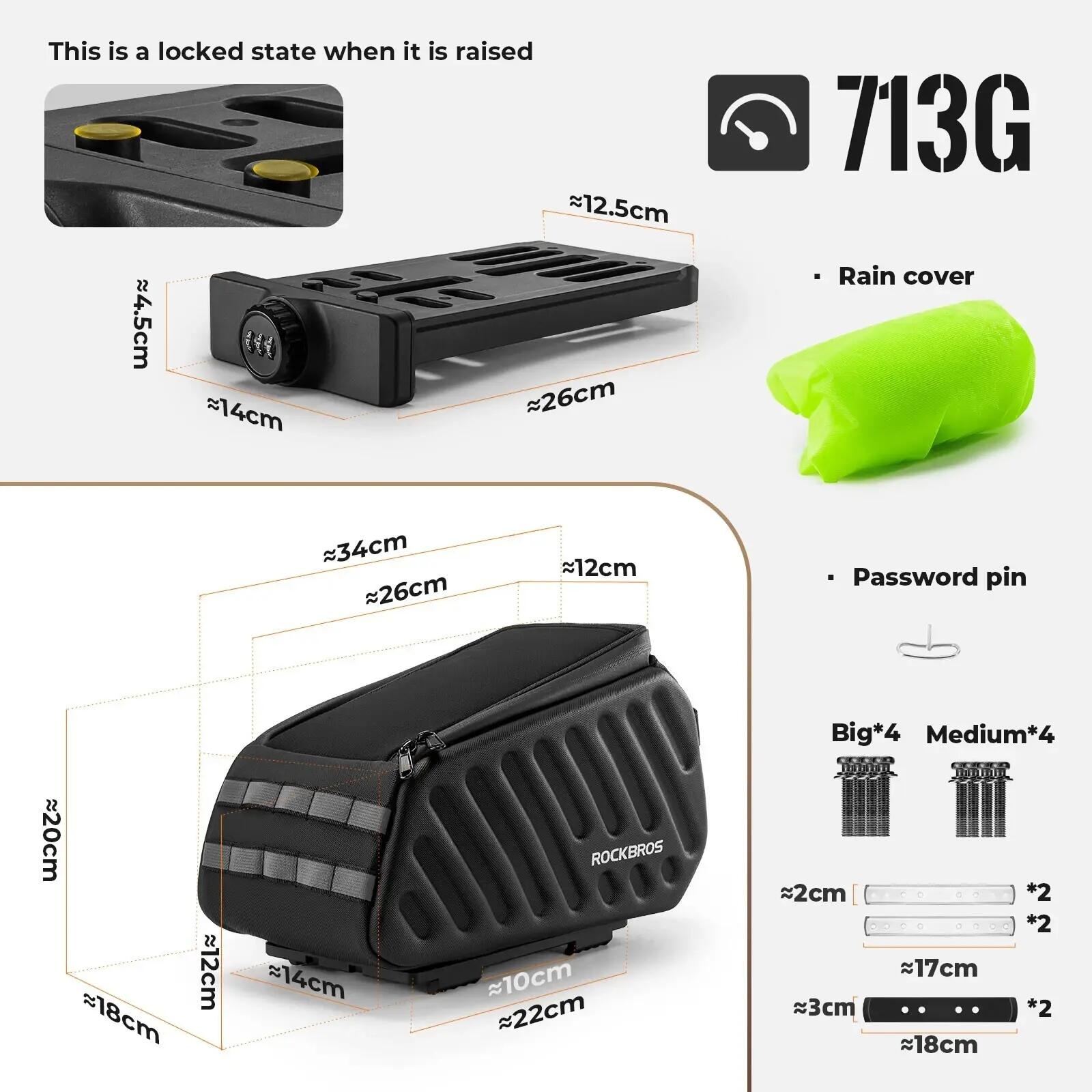 Sacoche de porte-bagages 7,5L avec double cadenas à code 7/7
