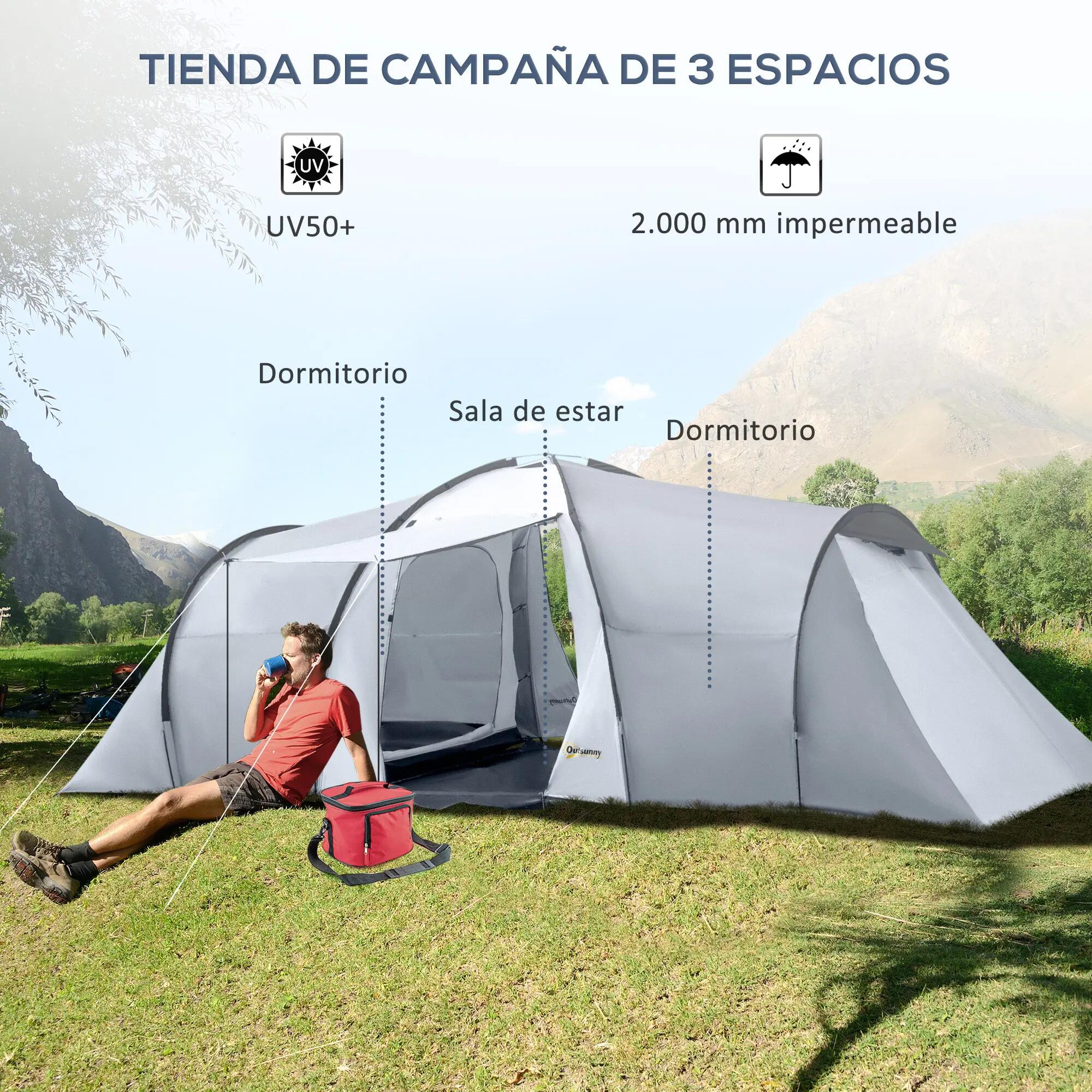 Tente familiale 4-6 personnes 2 fenêtres imperméable UV 590x245x193 cm 6/6