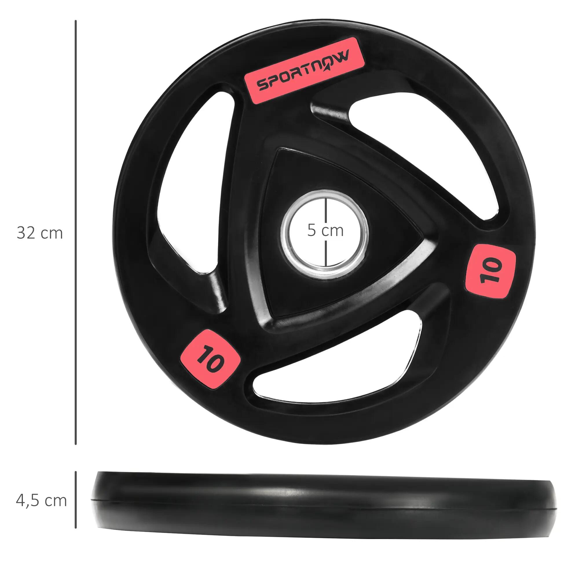Disques musculation 10 kg trou 5 cm sans barre noirs 32x4,5 5/6