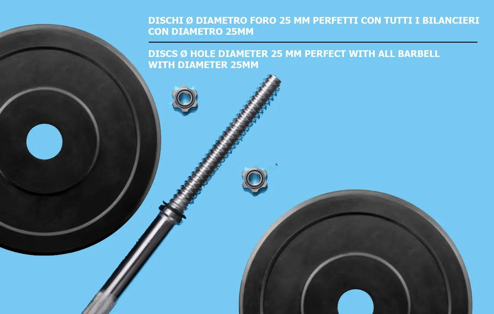 [Gummierte Gusseisenscheiben] Ø25 mm für Hantelstangen, 0,5–20 kg 4/6