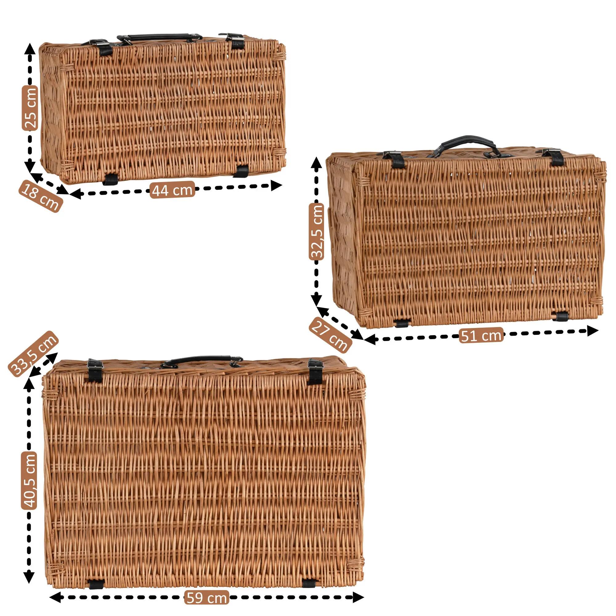 Weidenkorb Set, 3-teilig, Weidenkorb mit Deckel, Picknickkörbe, Dekokoffer 4/7