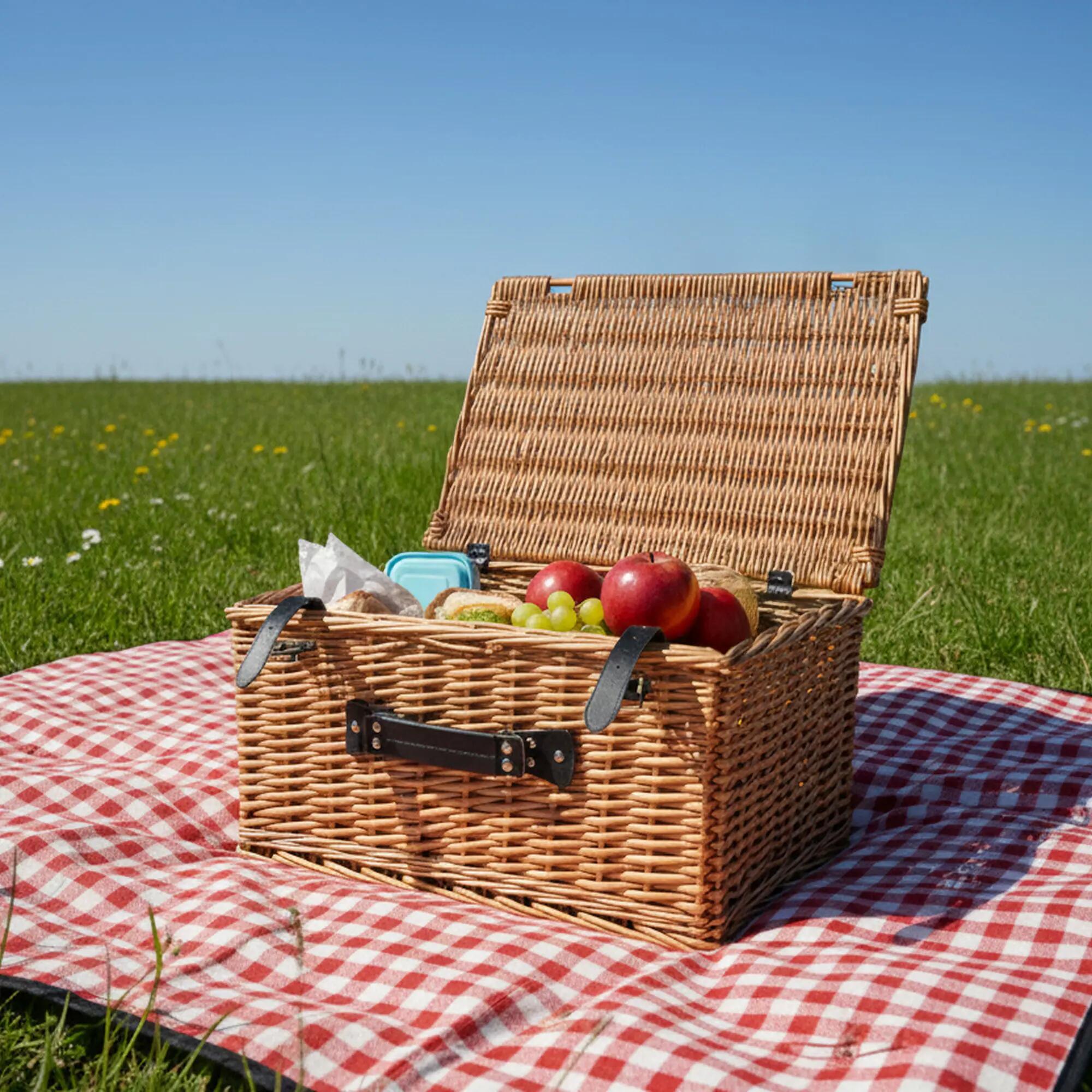 Weidenkorb Set, 3-teilig, Weidenkorb mit Deckel, Picknickkörbe, Dekokoffer 3/7