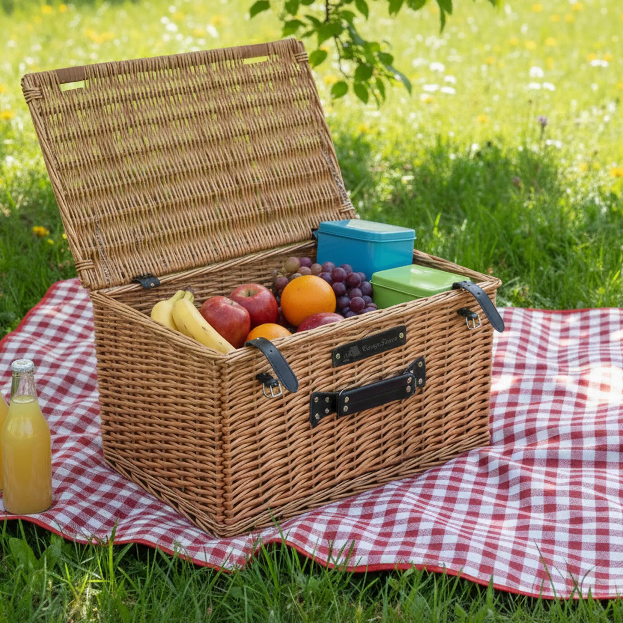Weidenkorb Set, 3-teilig, Weidenkorb mit Deckel, Picknickkörbe, Dekokoffer 2/7