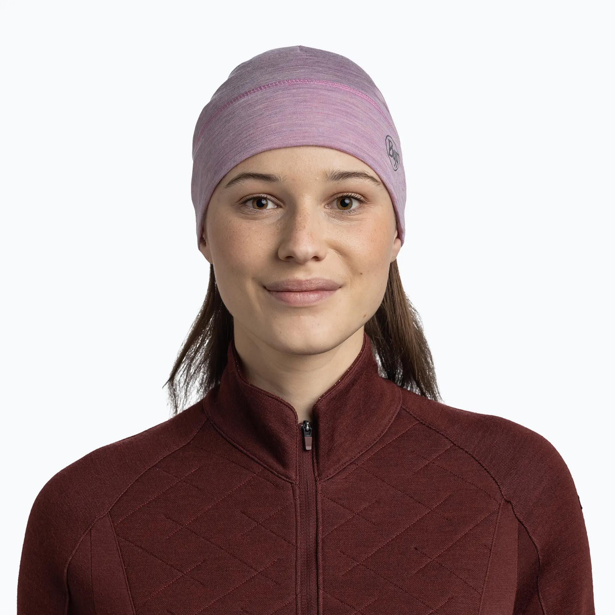 Buff-muts van lichtgewicht merinowol, roze 3/7
